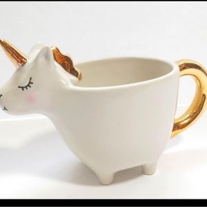 Indigo unicorn mug white and gold Brand New